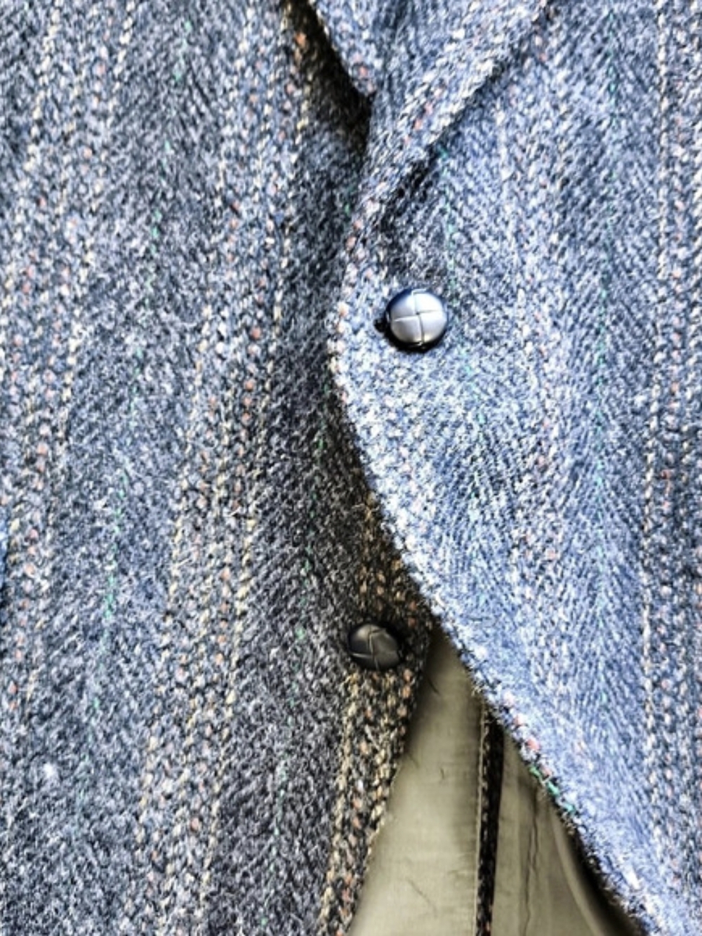 Harris Tweed Wool Sport Coat Striped Herringbone Slate Blue Grey Rust Size 46R - Picture 7 of 16